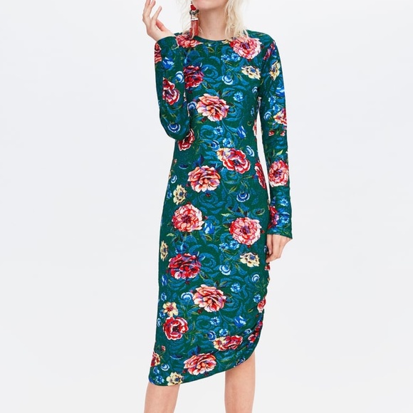 zara floral bodycon dress